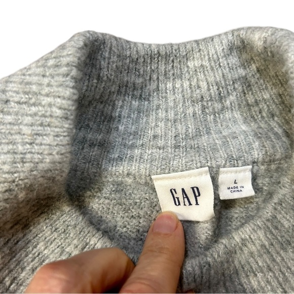 Gap Gray & Yellow Argyle Mock Neck Sweater L - Picture 4 of 8